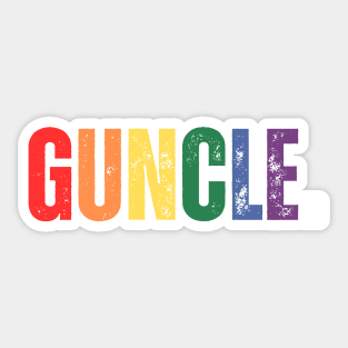 GUNCLE. Distressed rainbow coloured font Sticker